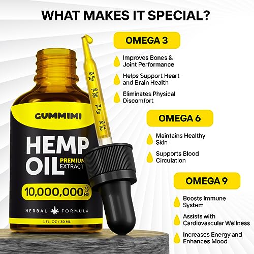 GummiMi Оrganic Hеmp Oil 10 000 000 mg - Natural Drops - Rich in Vitamins B, C, E