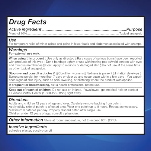 HealthWise Menstrual Pain Relief Period Patch | 10% Menthol | Strong, Soothing Relief HealthWise