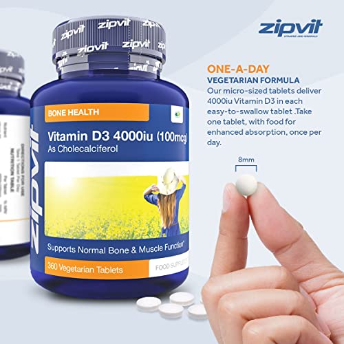 Vitamin D 4000iu 360 Micro Tablets. Vegetarian Society Approved. 12 Months Supply