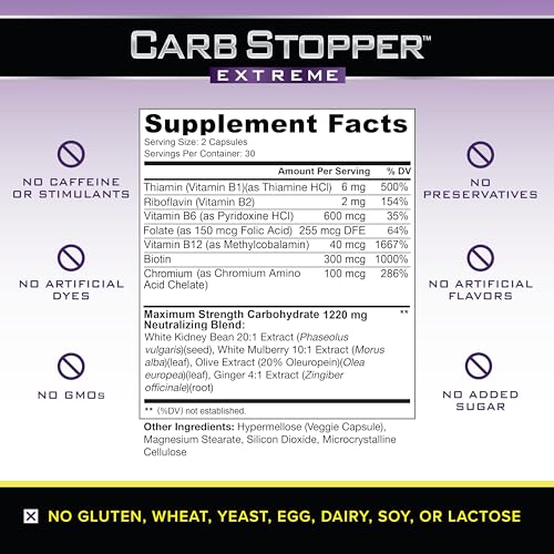 Carb Stopper Extreme (3 Bottles Maximum Strength, Natural Carbohydrate and Starch Carb Stopper Extreme