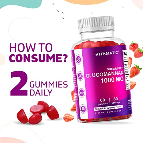 Vitamatic Sugar Free Glucomannan Gummies (Amorphophallus Konjac Root) - 1000mg per