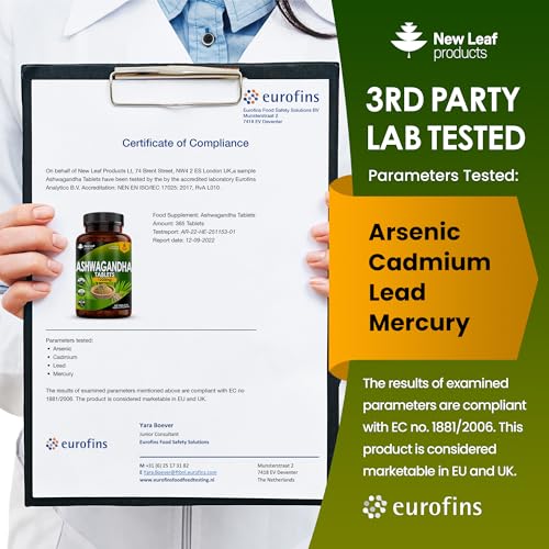 Ashwagandha 1200mg - 365 Vegan Tablets Pure High Strength Ashwagandha Root NEW LEAF PRODUCTS