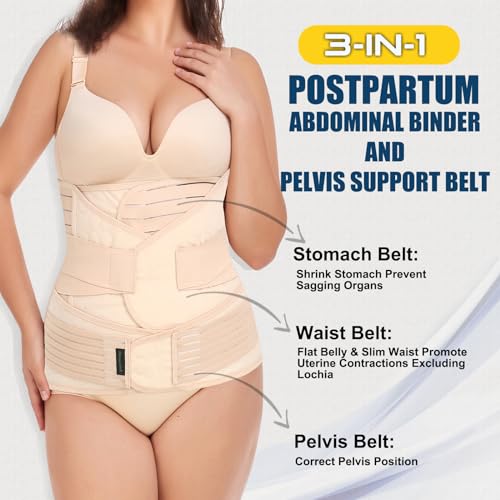 ChongErfei 3 in 1 Postpartum Support - Recovery Belly/waist/pelvis Belt Shapewear Slimming