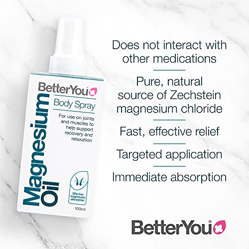 BetterYou Magnesium Oil Body Spray, Pure and Natural Source of Magnesium Chloride BetterYou