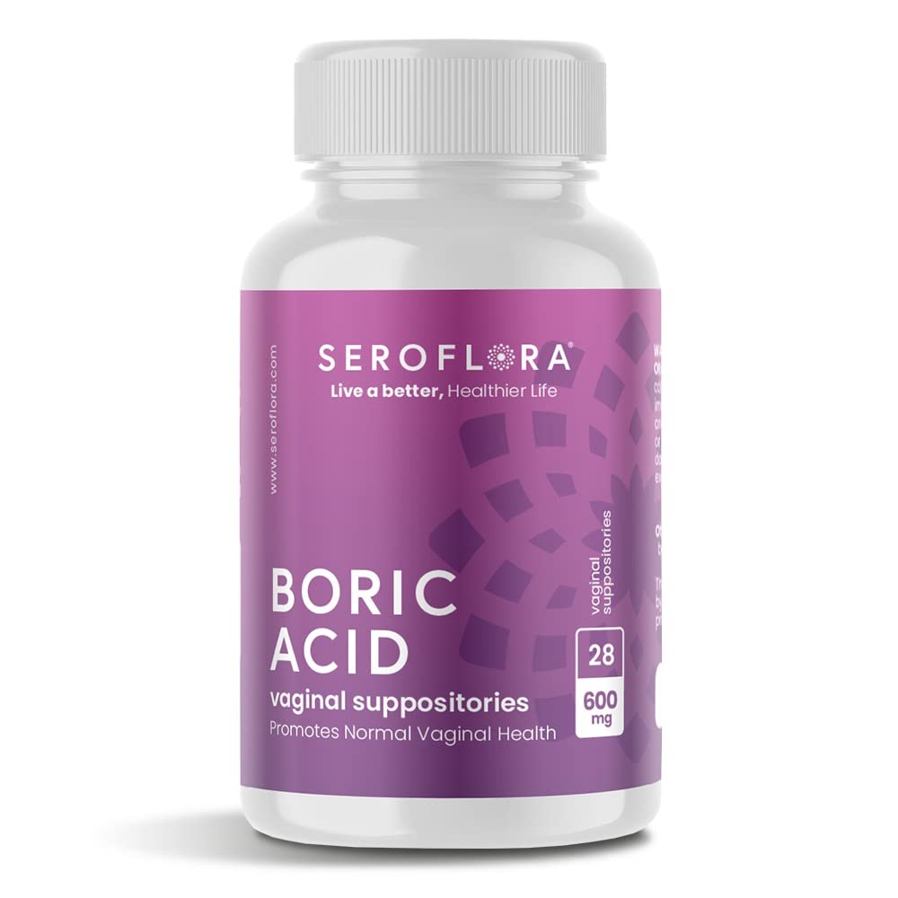 Seroflora Boric Acid Vaginal Suppositories 600 mg 28 Capsules - Boric Acid Pills for Women