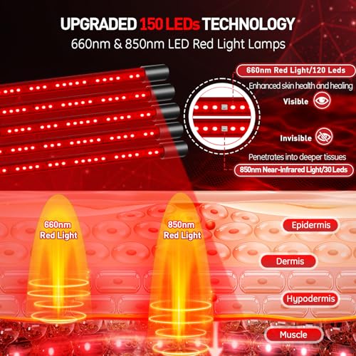 Red Light Therapy Lamp, 150 LEDs Infrared Light Therapy with Adjustable Stand - 660nm Redlight Rikimxin