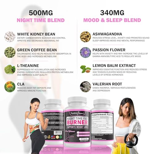 Nutrafemi Night time Fat Burner, Weight Loss Pills for Women – Thermogenic Fat Burner Nutrafemi