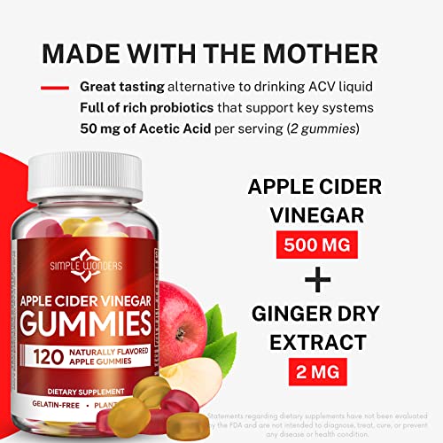 Apple Cider Vinegar Gummies with The Mother - ACV Gummies for Detox, Cleansing & Immune Support SIMPLE WONDERS