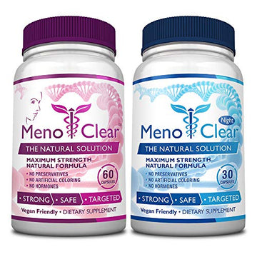 Menoclear Day + Night - Menopause Supplement Relieves Hot Flashes, Mood Swings,