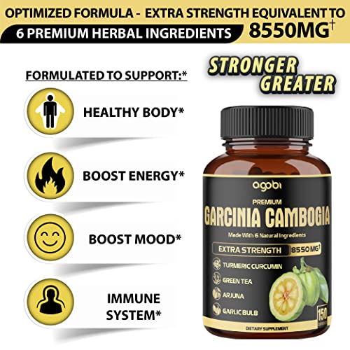 Premium Garcinia Cambogia 20:1 Extract Capsules 8550 mg - with Green Tea, Arjuna agobi