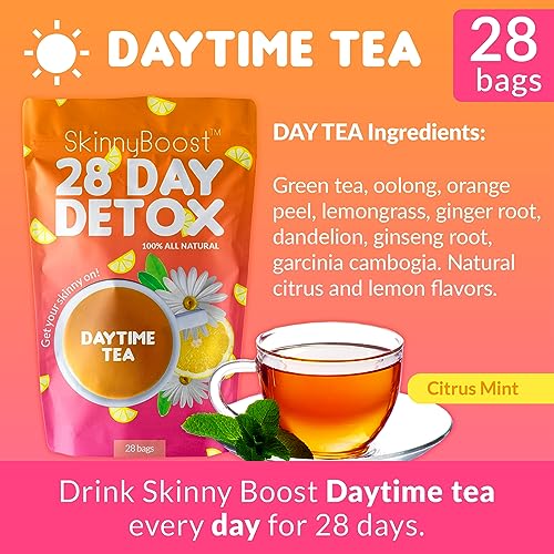 SkinnyBoost - Detox Tea Power Kit-1 - Daytime Tea (28 Bags) 1 Evening Detox Tea (14 Bags) SkinnyBoost