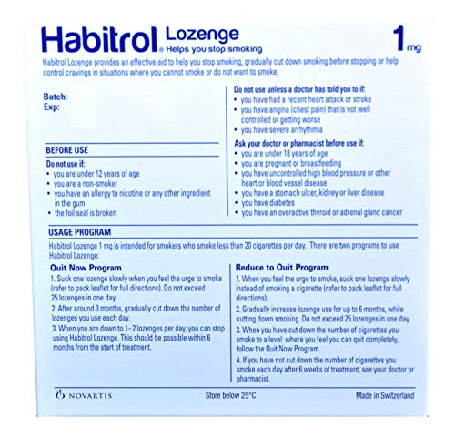 Habitrol Nicotine Lozenge Mint Flavor 216 Lozenges (1mg)
