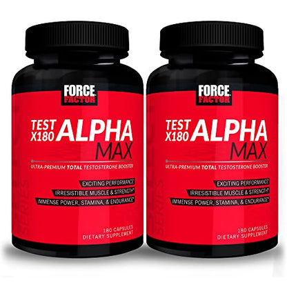 FORCE FACTOR Test X180 Alpha Max, 2-Pack, Total Testosterone and Nitric Oxide Booster