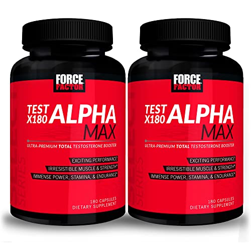 FORCE FACTOR Test X180 Alpha Max, 2-Pack, Total Testosterone and Nitric Oxide Booster