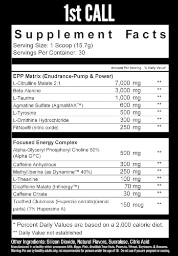 DownRange Supplements 1st Call Pre Workout Powder, Preworkout for Men & Women, Amino Acid Beta Alanine & Caffeine for Pump, Energy and Focus Support, 30 Serving (Mission Melon - Strawberry Watermelon)