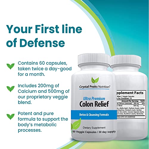 CRYSTAL PEAKS NUTRITION Natural Colon Cleanser Capsules for Constipation Relief