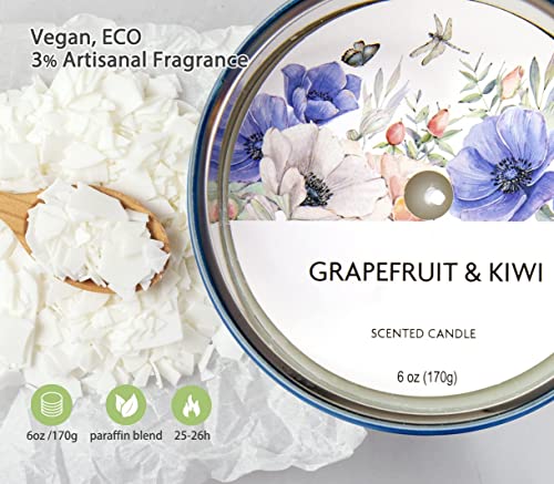 Grapefruit & Kiwi Scented Candles for Home Aromatherapy Candle Gifts for Women, Long Lasting Glass Briful