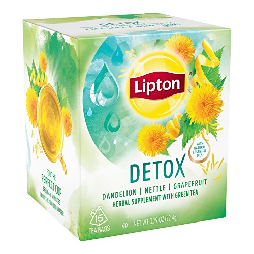 Lipton Green Tea Bags, Herbal Supplement for Detox, 15 Count (Pack of 4)