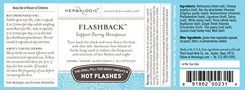 Herbalogic - Flashback Herb Capsules - Natural Relief for Menopausal Hot Flashes, Night Sweats, Sleeplessness Herbalogic