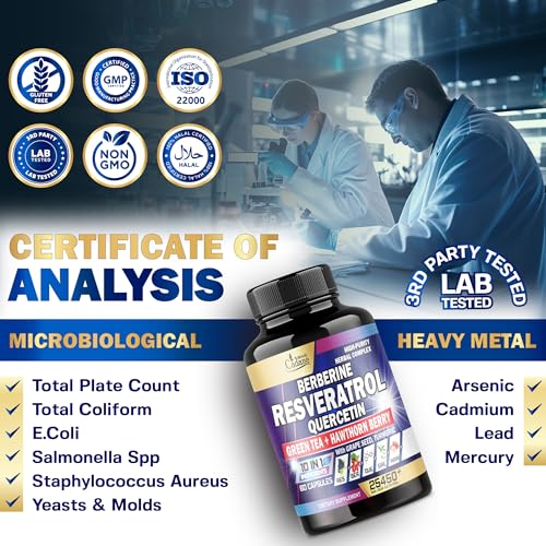 Premium Resveratrol Supplement 25450mg - Healthy Aging, Heart, Brain & Immune Support Organic Cadane