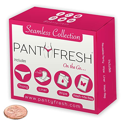 to-Go Panty Kit Includes 4 Items Seamless Thong Underwear Fresh Wipe Pantyliner & Washbag Travel Panty Fresh
