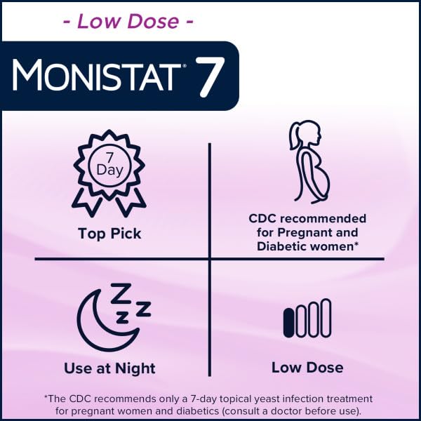 Monistat 7 Vaginal Cream with Tube Plus 7 Disposable Applicators, Anti-Fungal, For Most Vaginal Yeast Monistat