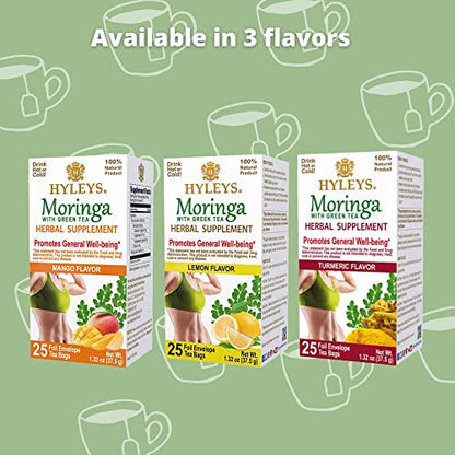 Hyleys Tea Moringa Oleifera with Lemon Flavor - 25 Tea Bags (Miracle Tree Tea)