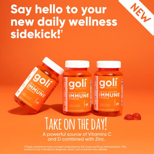 Goli Immune Vitamin Gummy - 60 Count - Elderberry, Vitamin C, D & Zinc, Vegan, Non-GMO
