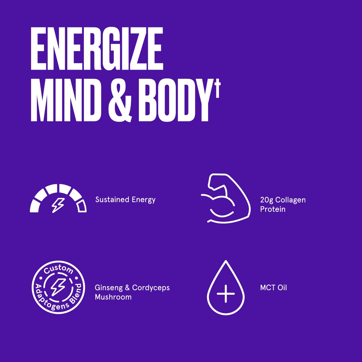 Bulletproof Dark Chocolate Energy Collagen Protein, 19.3 Ounces, Caffeine-Free Fuel Bulletproof