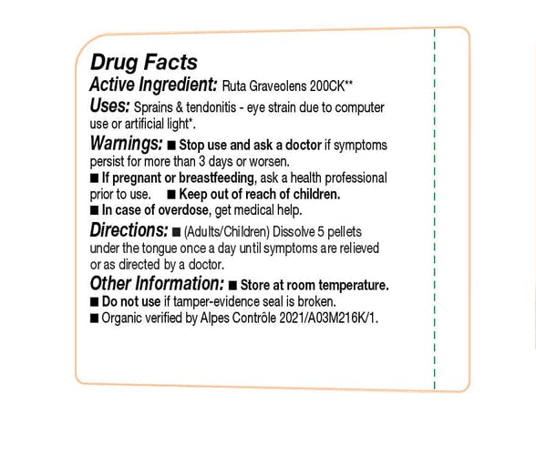 OLLOIS Ruta Graveolens 200ck Organic, Lactose-Free, Kosher Homeopathic Medicine, 80 Pellets OLLOÏS