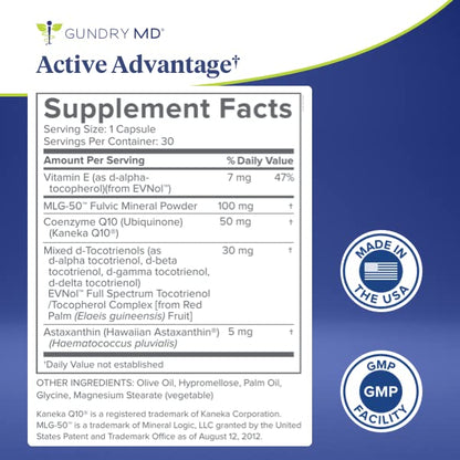 Gundry MD® Active Advantage Astaxanthin and CoQ10 Supplement to Support Energy