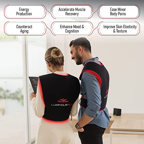 LuminousRLT Red Light Therapy Pad, Adjustable Infrared Light Therapy Back Wrap LUMINOUSRLT