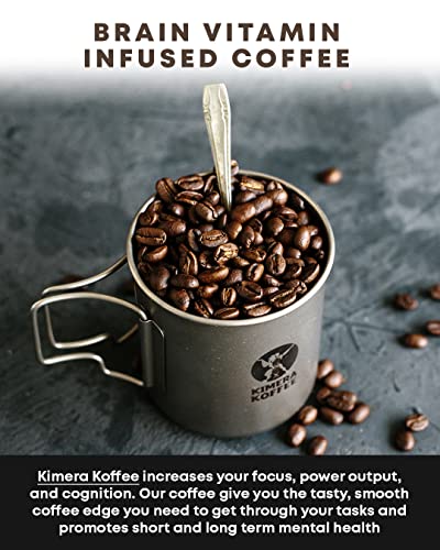 Kimera Koffee Organic Ground Coffee - 12 oz - Endurance Blend Medium Roast Ground Coffee with L-Tyrosine, Vitamin B12 and Glycine - Enjoy a Rich Organic Coffee Any Time of Day