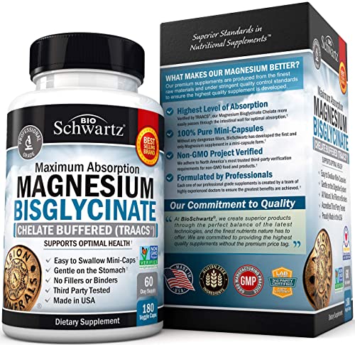 Magnesium Bisglycinate 100% Chelate No-Laxative Effect - Maximum Absorption
