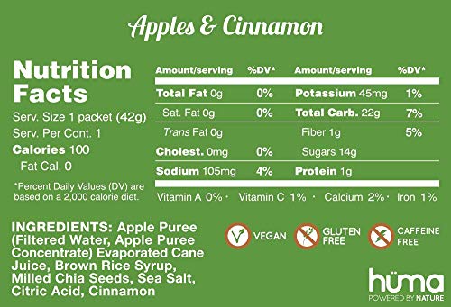Huma Chia Energy Gel, Apples & Cinnamon, 12 Gels - Premier Sports Nutriti
