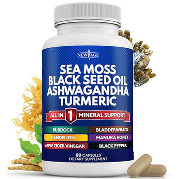 Silica Sea Moss 3000mg Black Seed Oil 2000mg Ashwagandha 1000mg Turmeric 1000mg 