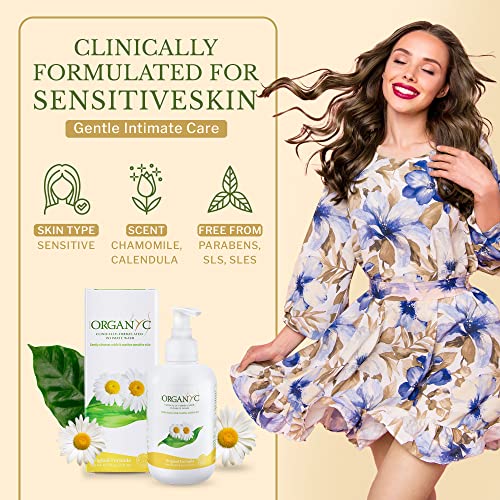 Organyc Feminine Intimate Wash for Sensitive Skin with Chamomile, Free from Chlorine, Parabens Organyc