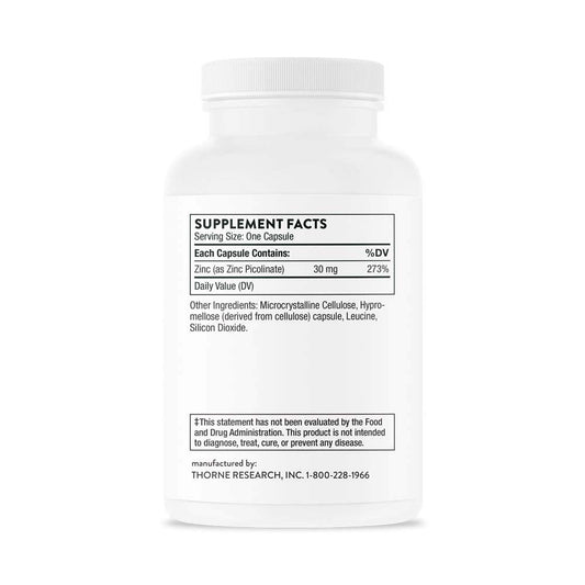 Thorne Zinc Picolinate 30 mg - Well-Absorbed Zinc Supplement for Growth and Immune