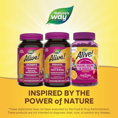 Nature's Way Alive! Complete Premium Prenatal Gummy Multivitamin, High Potency Folate Nature's Way