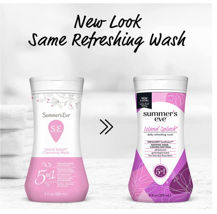 Summer's Eve Island Splash Refreshing Daily Feminine Wash, Removes Odor, pH balanced, 9 fl oz. (Pack of 2) Summer's Eve