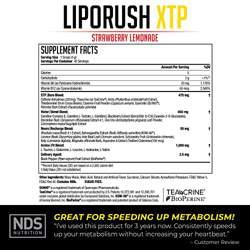 LIPORUSH NDS Nutrition XTP Thermogenic Fat Burner with L-Carnitine - Energy