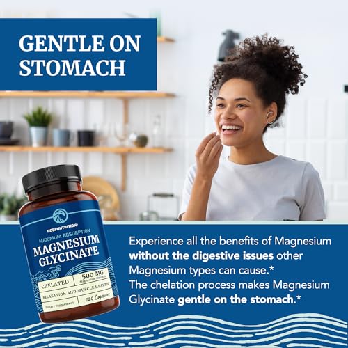 Magnesium Glycinate 500mg | Chelated Bisglycinate Complex for Muscle Relaxation Nobi Nutrition