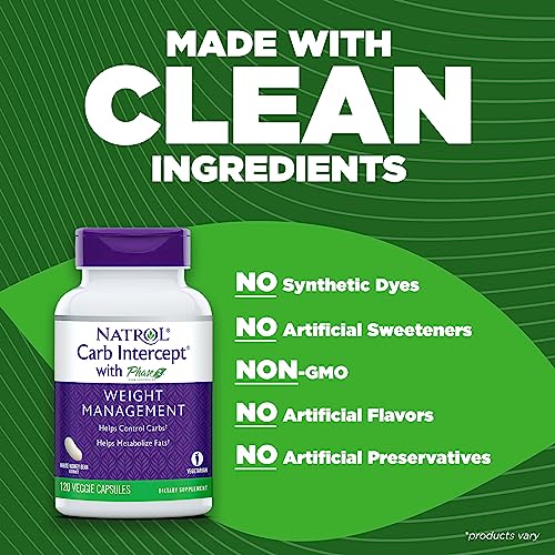 Natrol Carb Intercept with Phase 2 Carb Controller Capsules, White Kidney Bean Extract Natrol