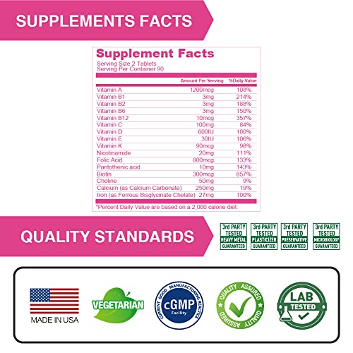 Lovita Prenatal Vitamins with Iron 27 mg, Folic Acid 800mcg & Calcium, Vegan Prenatal Vitamins