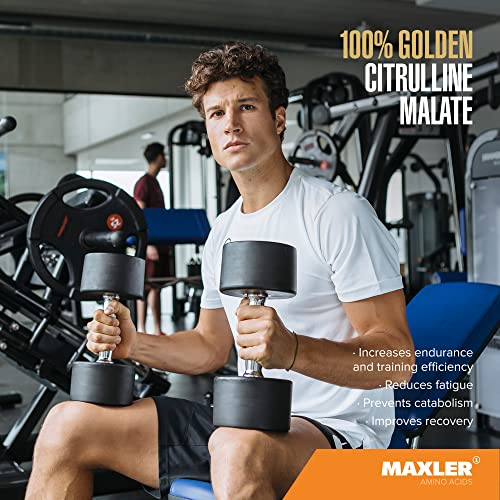 Maxler 100% Golden Citrulline Malate Powder - Vegan L-Citrulline DL-Malate 2:1 Amino Acid - Pre Workout Powder for Endurance & Muscle Recovery- Gluten Free Unflavored Citrulline Malate - 200g
