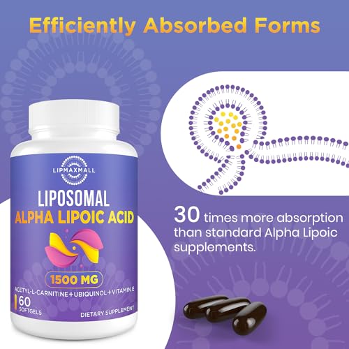 Liposomal Alpha Lipoic Acid 1500mg - with Acetyl-L-Carnitine 900mg & Ubiquinol 100mg
