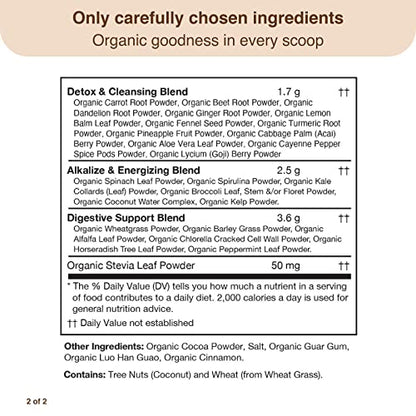 Detox Organics Chocolate Superfood Powder, Detox Cleanse for your Body, Bloating Relief