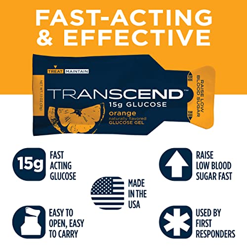 Transcend Glucose Gel Packs - Orange, 60 Pack (1.1oz Each) - FSA/HSA Transcend