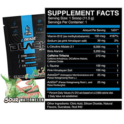 eFlow Nutrition ENRAGE Black Preworkout Sample Packs - Travel Packs - High Stim Energy, Pump, Strength, Endurance, Focus, Nootropic formula - Variety (6 Packs)