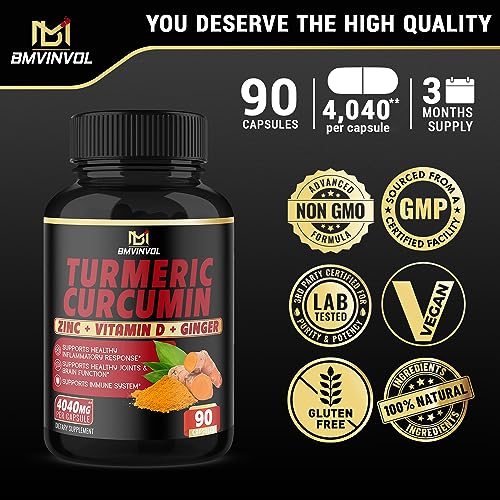 BMVINVOL Turmeric Curcumin Supplement 4040 mg - 95% Curcuminoids with Ginger BMVINVOL